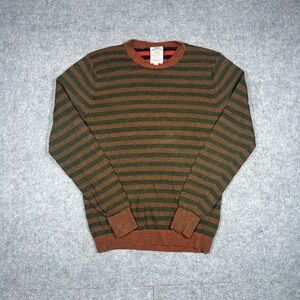 Diesel Tricot knit Sweater Mens Size Medium Green Orange Striped Linen Blend